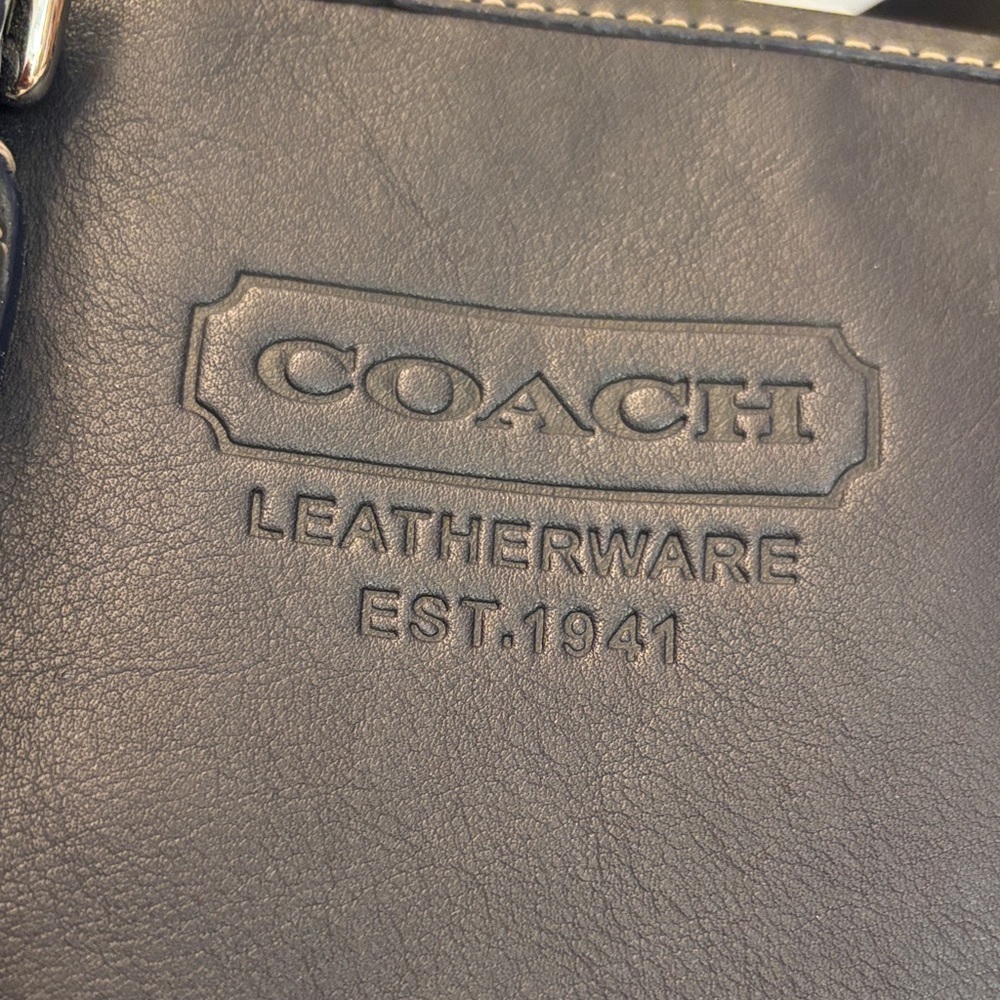 Coach Navy Blue Small Leather Tote Bag - Picture 6 of 10